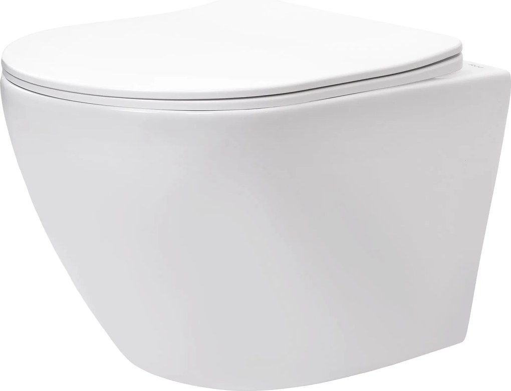Závesný WC komplet bez okraja s funkciou bidetu REA CARLO LUX RIMLESS, vrátane SoftClose sedadla, biela