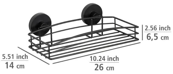 WENKO 24732100-Polička VACUUM-LOC RUND SCHW 26x14 cm čierna