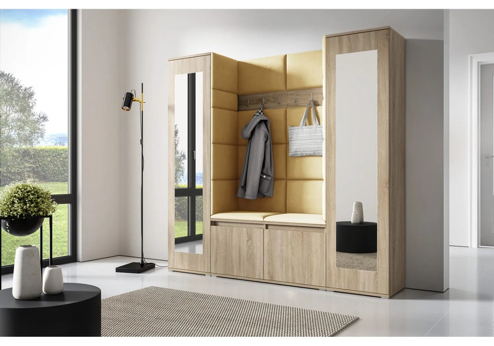 Predsieňová stena AMI 31 So zrkadlom Dub sonoma Žltá