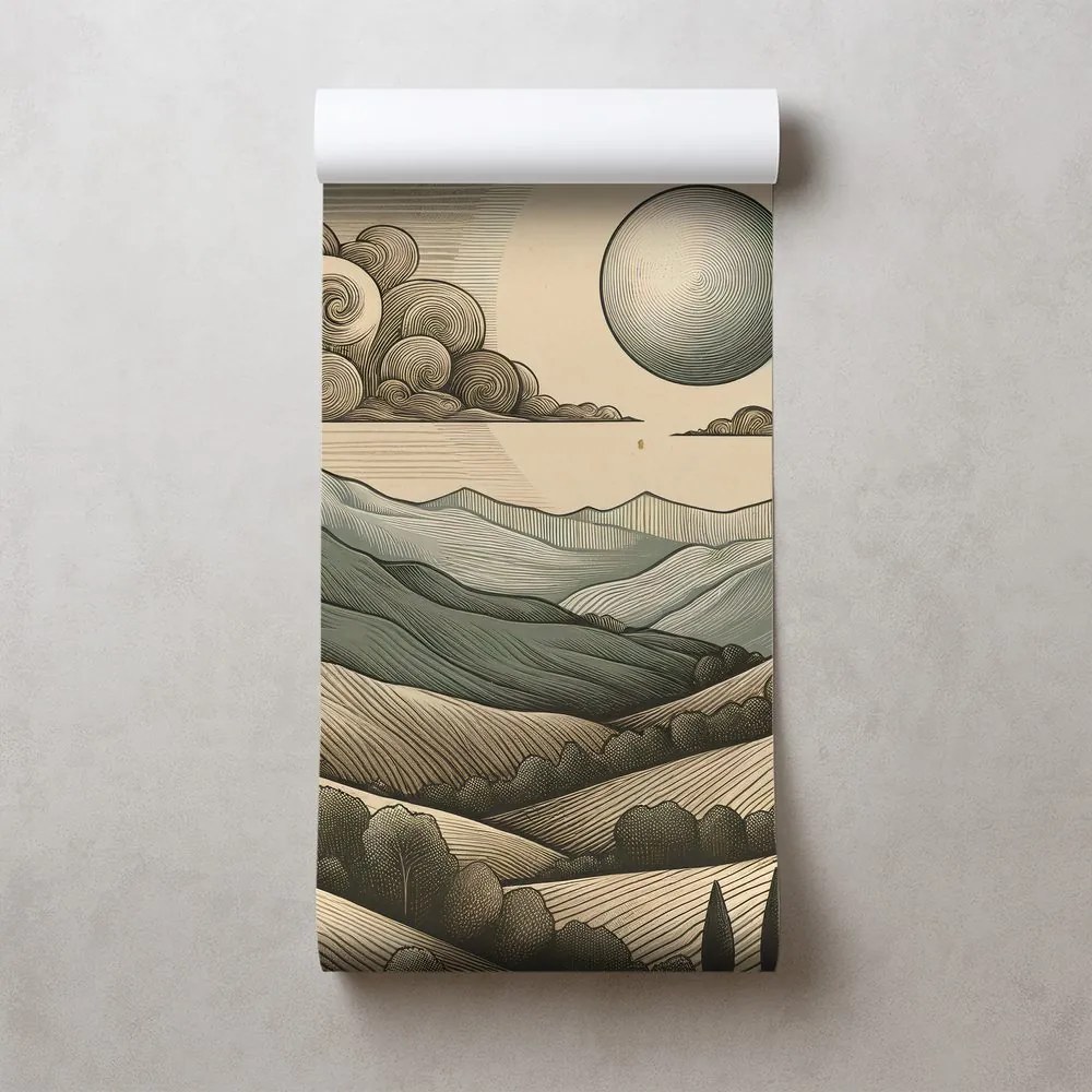 Tapeta horská krajina v retro štýle