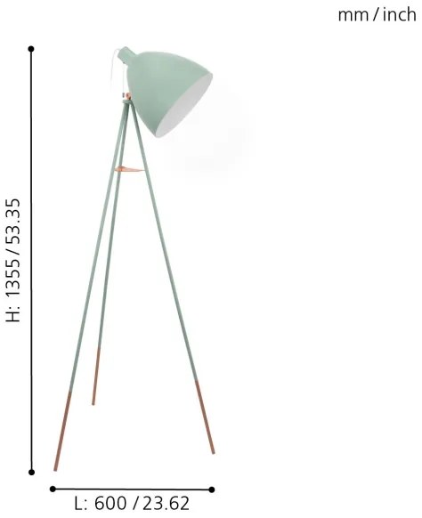 Eglo 49342 - Stojacia lampa DUNDEE 1xE27/60W/230V