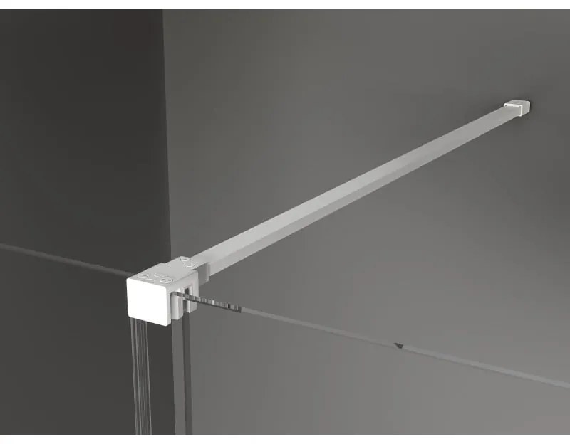 Mexen Velar, sprchový kút s posuvnými dverami 140 x 85 cm, 8mm šedé sklo, biela matná, 871-140-085-41-20