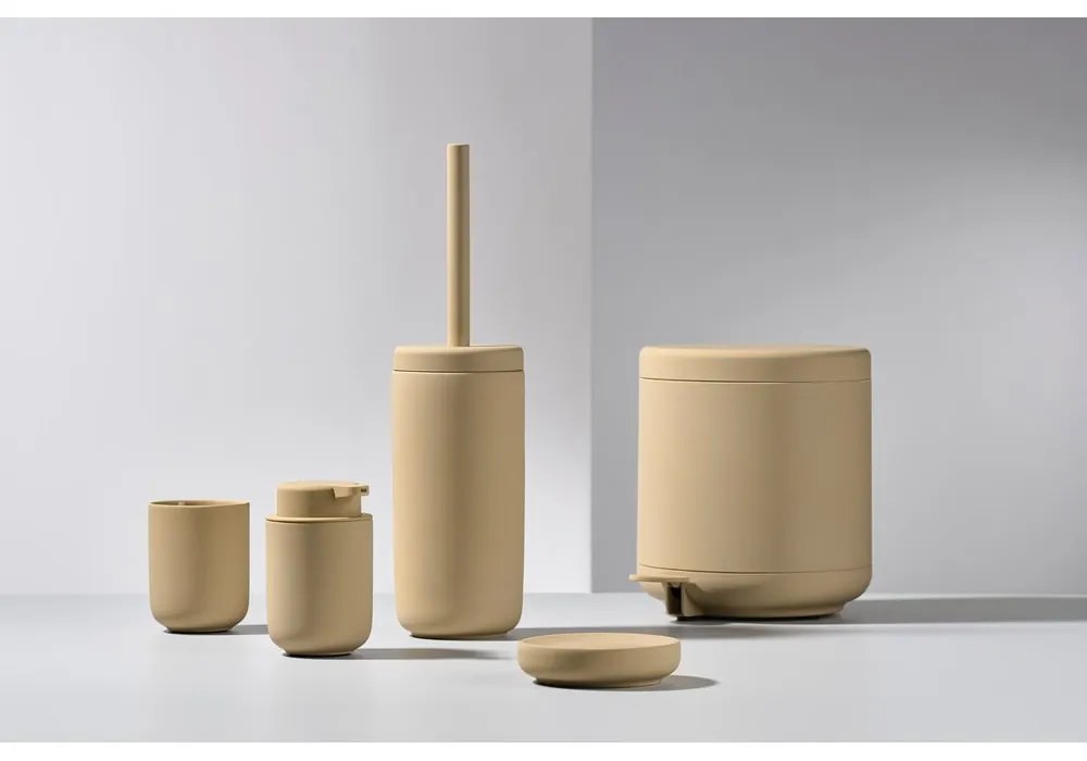 Béžový kameninový téglik na zubné kefky Zone Ume