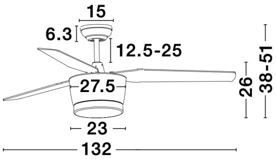 Stropný ventilátor Monsoon 13.2 biele s diaľkovým ovládaním