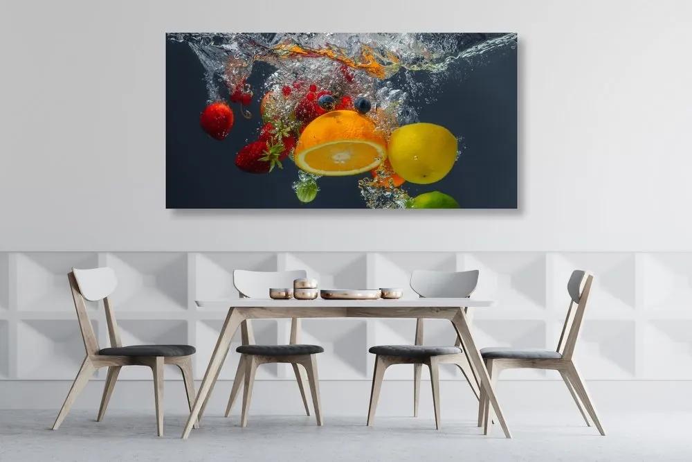 Obraz pád ovocia do vody - 100x50