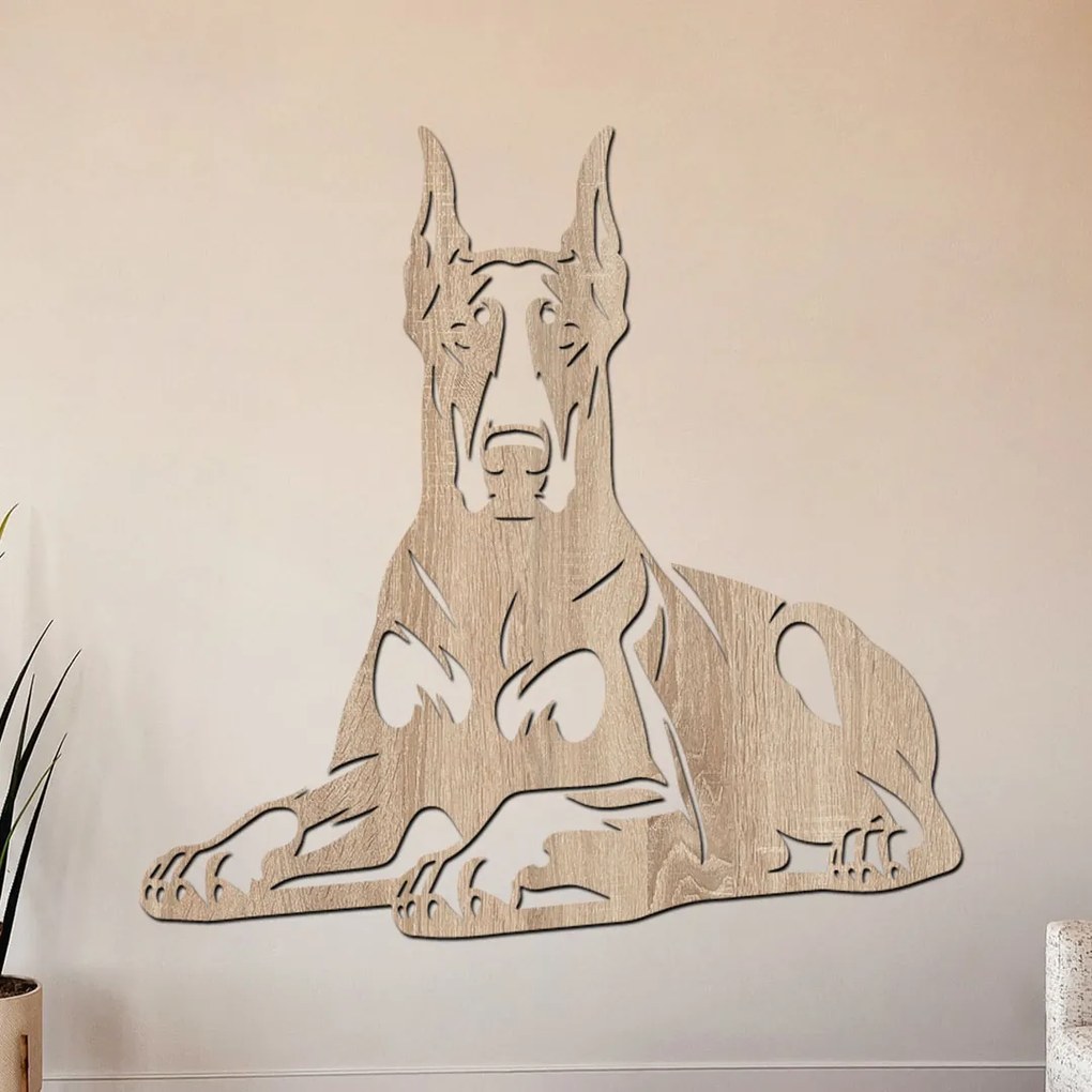 dřevo života Drevený obraz psa Doberman I Rozmery - cm: 40x40, Zvoľte farbu dekoru: Buk