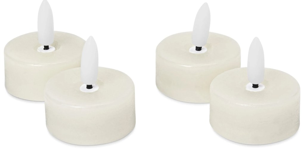 LED čajové sviečky z pravého vosku, 4 ks