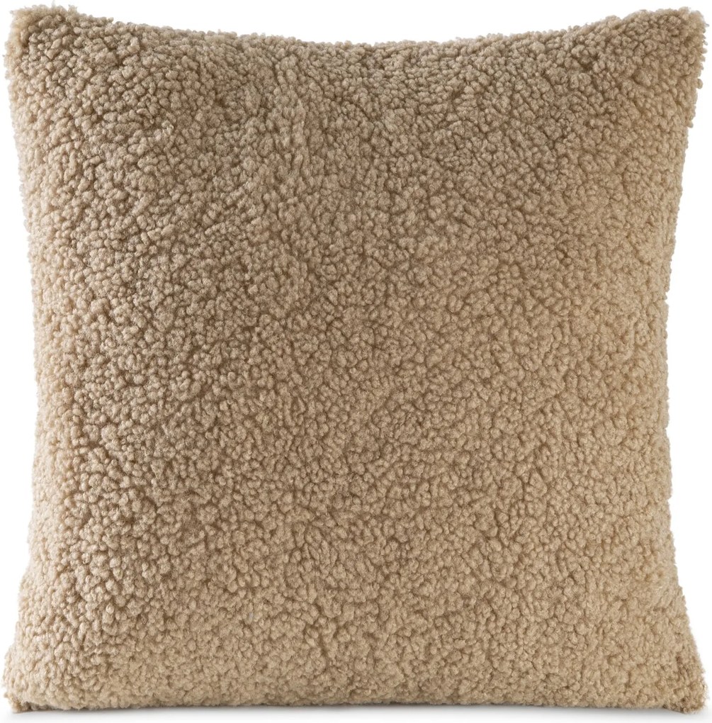 CHLPATÁ DEKORAČNÁ OBLIEČKA NA VANKÚŠ BUKLA03 45X45 CM BÉŽOVÁ