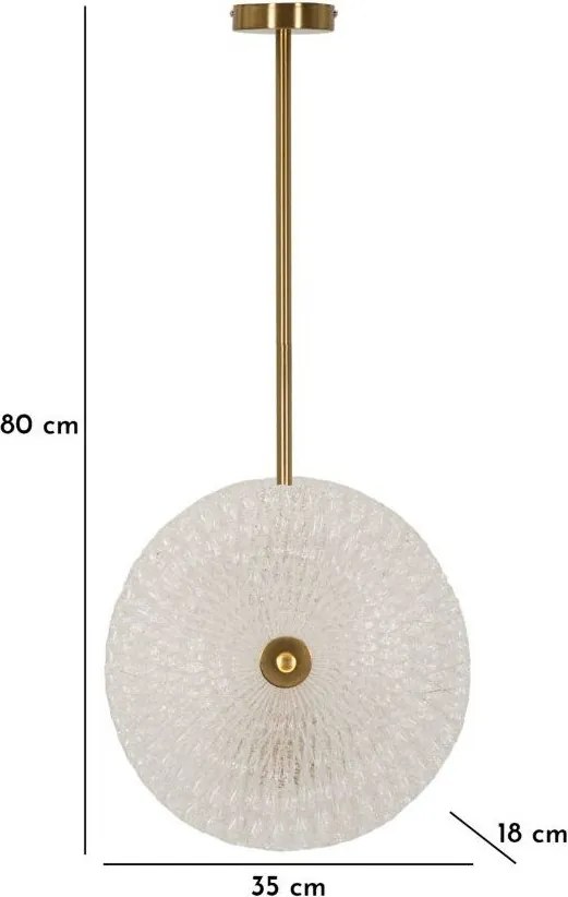 Závesné svietidlo v zlatej farbe so skleneným tienidlom Glass – Mauro Ferretti