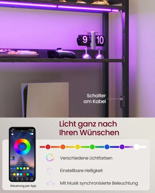 Rohový pracovný stôl s LED diódou LWD162B101