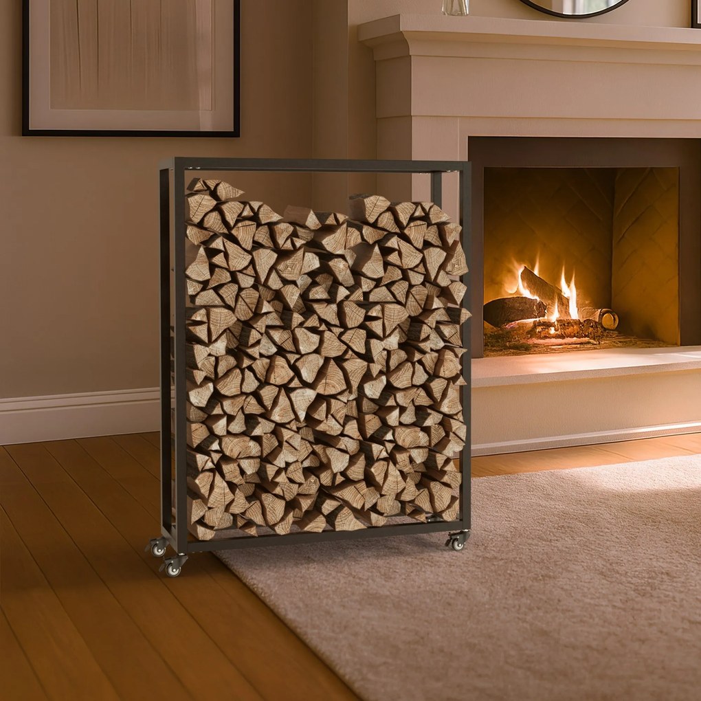 Stojan na drevo Hilta 25x80x100 cm - čierna