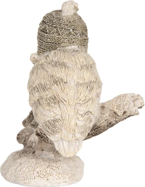 Béžová antik dekorácia vtáčik na vetvičke - 7*6*8 cm