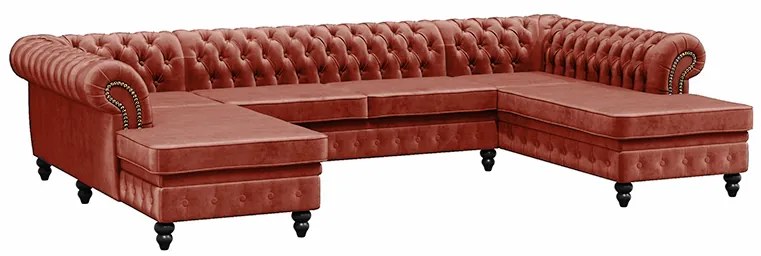 PROXIMA.store - Luxusná sedačka CHESTERFIELD LONG U FARBA NÔH: čierna, DRUH LÁTKY: TORRE - 17, FARBA OZDOBNÝCH ŠPENDLÍKOV: staré zlato