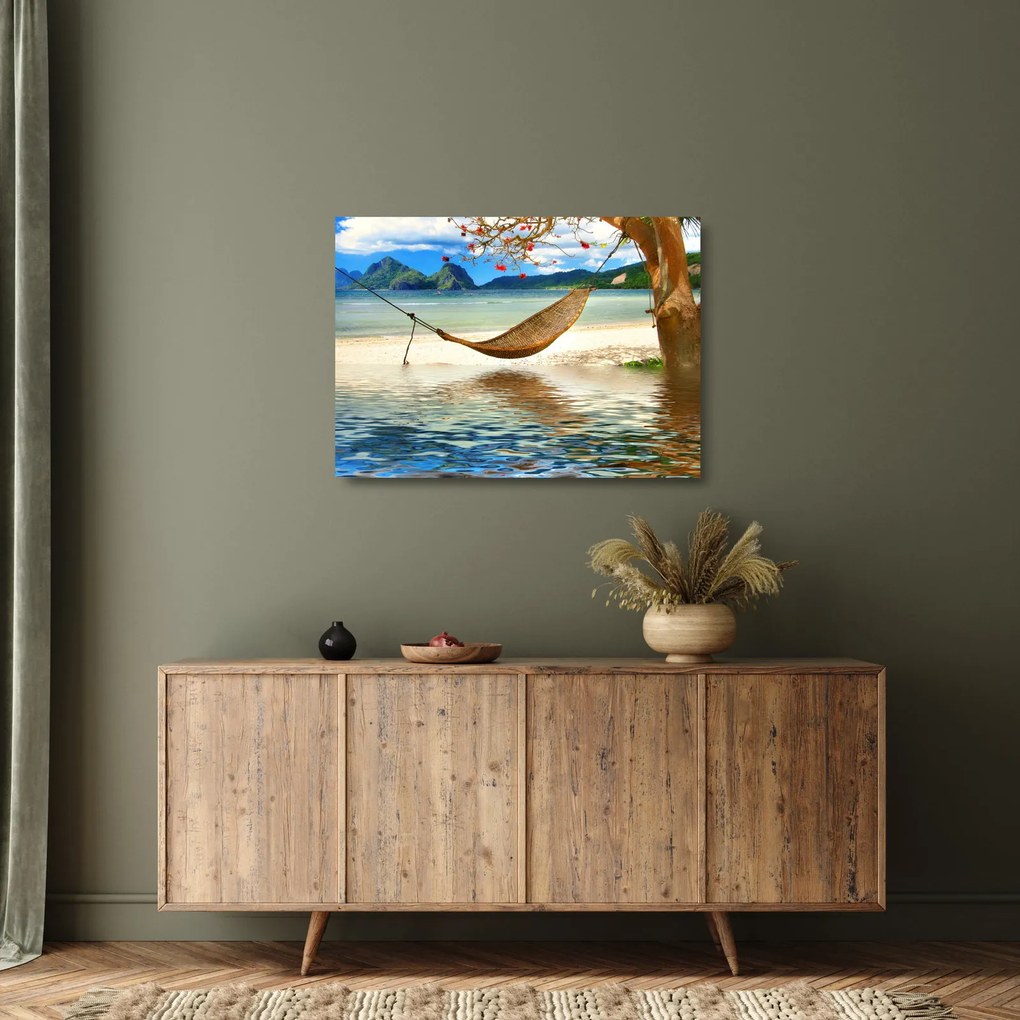Sklenený obraz - Relax na pláži (70x50 cm)