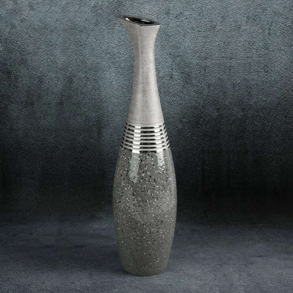 Dekoračná váza NELI 10x41 CM STRIEBORNÁ
