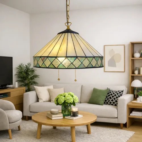 Luster do obývačky Tiffany vitráž ATRIA double chain Ø40 2*E27