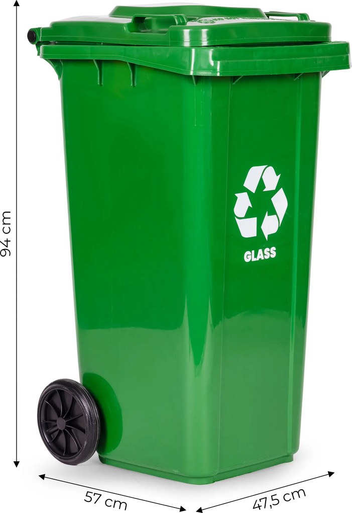 MULTISTORE Sada 4 odpadkových košov 4x120L, modrý zelený žltý čierný - gumové kolieska