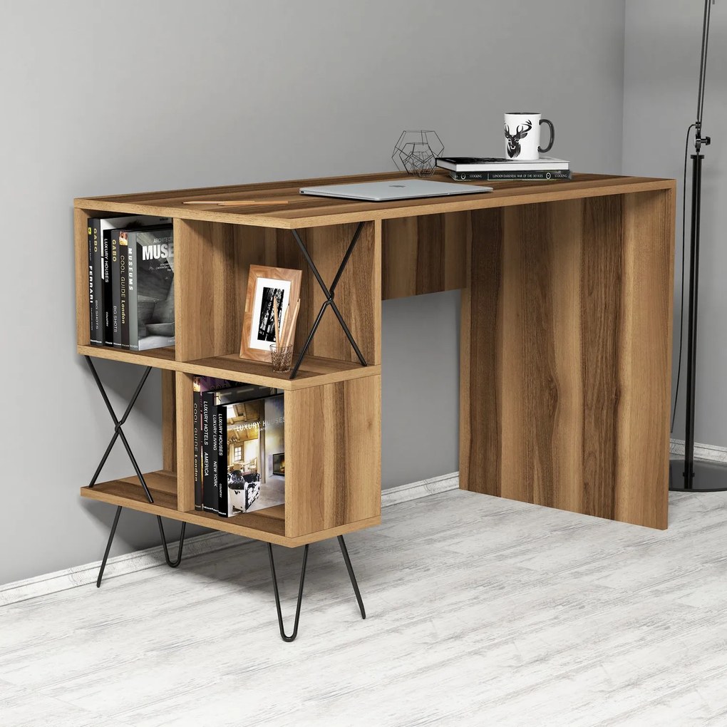 PC stolík Elegance (Orech + Čierna). Akcia -20%. Vlastná spoľahlivá doprava až k Vám domov. 1072067