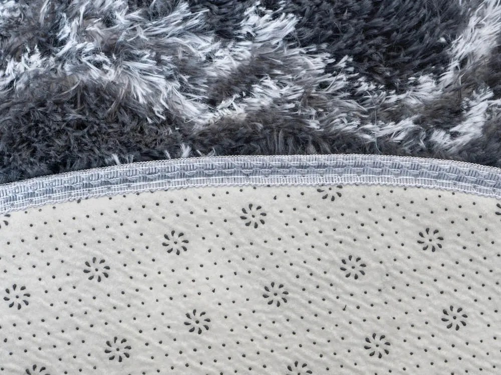 TZ Tmavosivý okrúhly vzorovaný koberec shaggy Decor Latern Rozmer: 120 cm