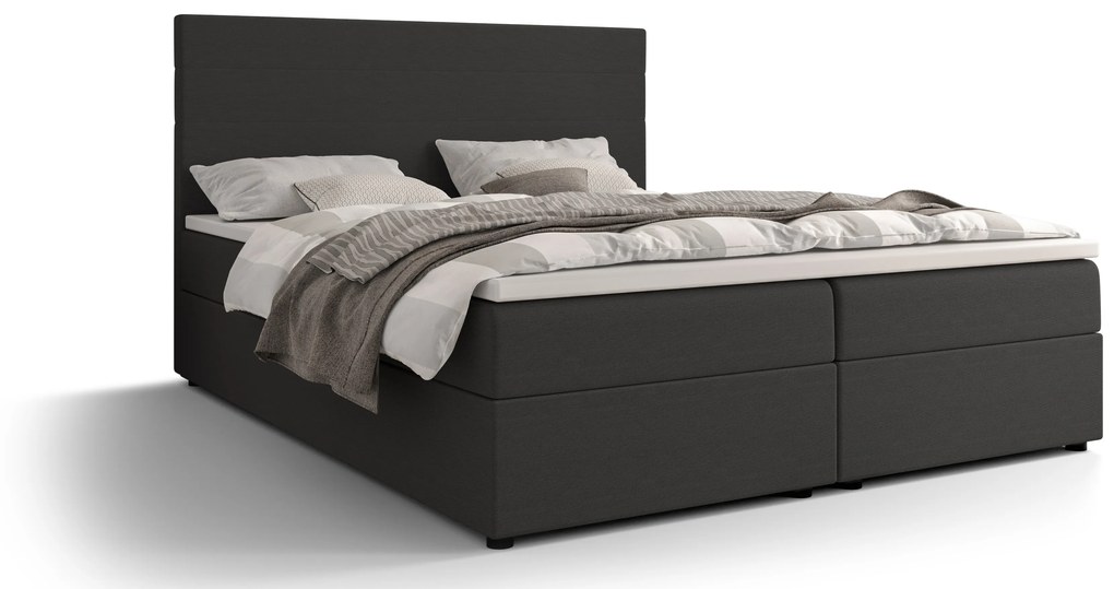 Manželská posteľ Boxspring 140 cm Locos (tmavosivá) (s matracom a úložným priestorom). Akcia -20%. Vlastná spoľahlivá doprava až k Vám domov. 1056123