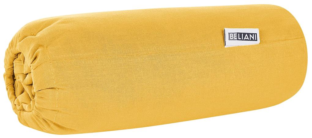 Bavlnená posteľná plachta 160 x 200 cm žltá JANBU Beliani