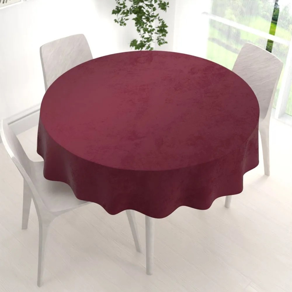 Biante Veľký zamatový okrúhly obrus Velvet Premium SVP-010 Tmavo vínový Ø 170 cm