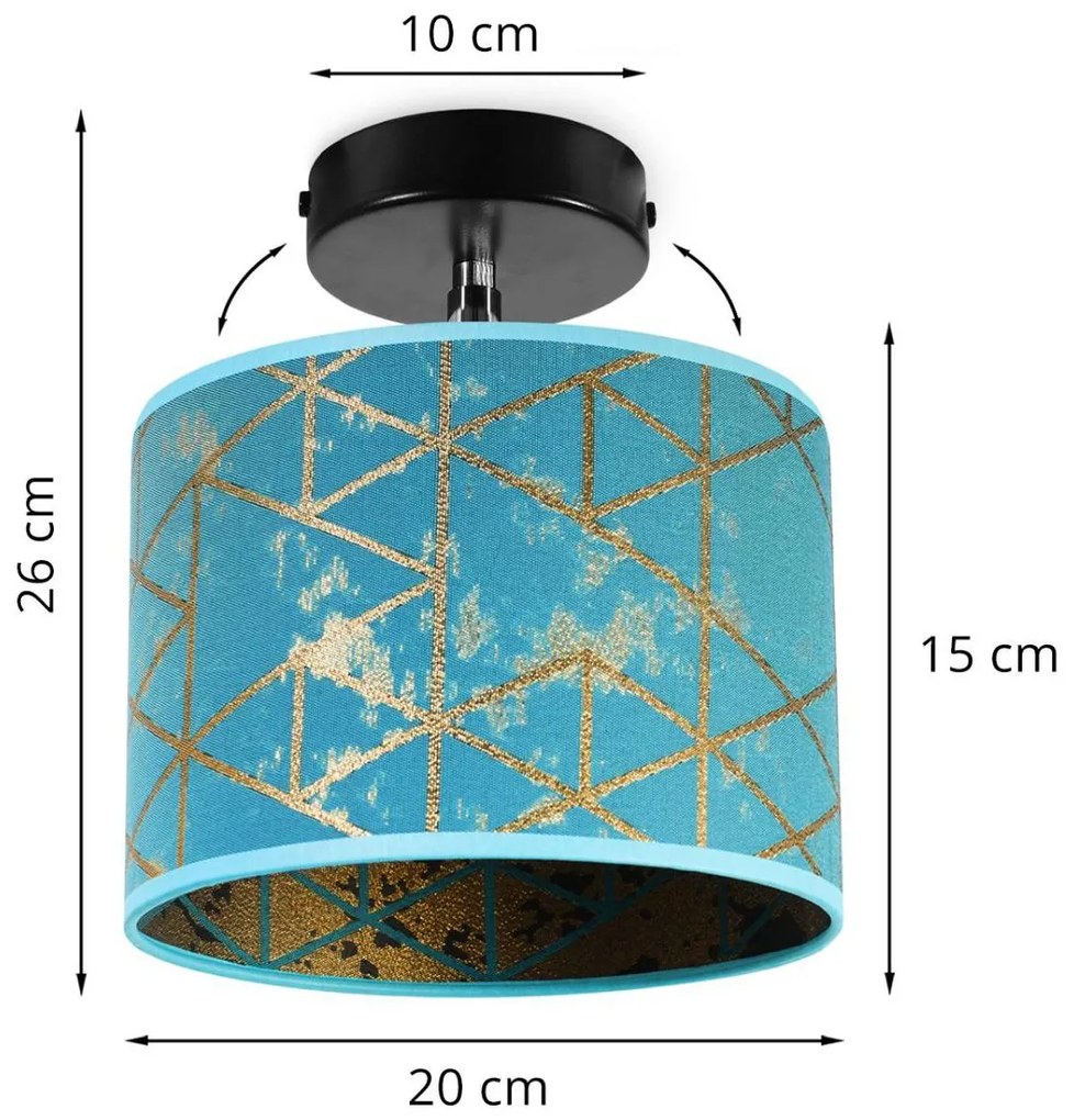 Bodové svietidlo Werona 4, 1x modré textilné tienidlo so vzorom, (výber z 2 farieb konštrukcie - možnosť polohovania), g