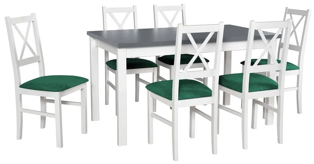 Rozkladací stôl so 6 stoličkami - AL04, Morenie: biela - L, Poťahové látky: 2 - Berlin 03, Farby nožičiek: čierna Mirjan24 5902928346466
