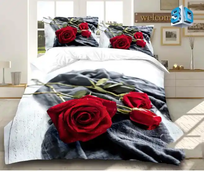Domdvor bavlnené 3D obliečky ruže červene 7 dielne OBL 742 140x200 70x90 |  BIANO