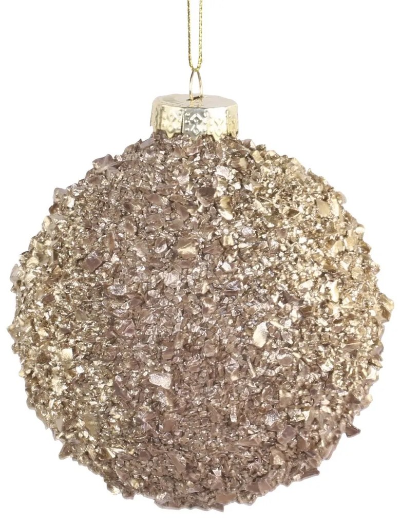 Zlatá sklenená vianočná guľa s dielikmi - Ø 8cm