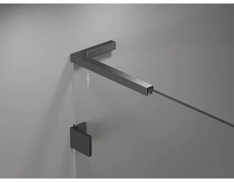 Mexen, Mexen Lunar L sprchová stena pravá 110 x 200 cm, priehľadná 8 mm, pištoľovo sivá kartáčovaná - 830L-110-000-66-00-P