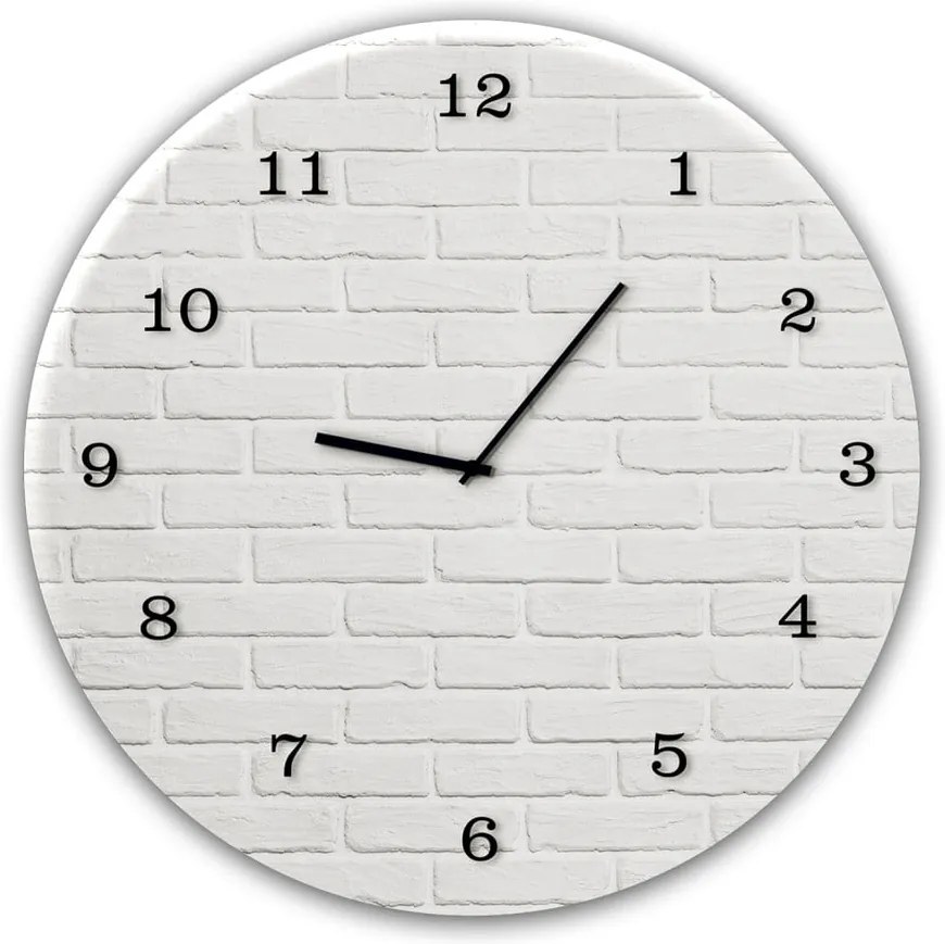 Nástenné hodiny Styler Glassclock White Brick, ⌀ 30 cm