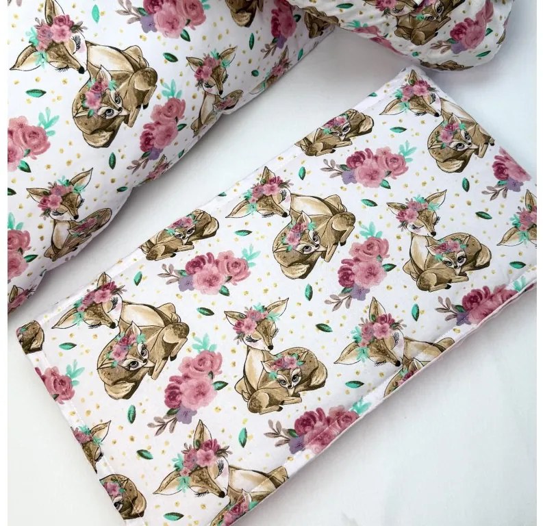 INTERMEDIC SK Mantinel do postieľky Srnka biela / minky ružová – 180x30 cm