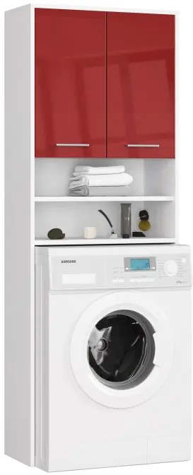 Kúpeľňová skrinka nad práčku FIN 2D biela / červená, lesk