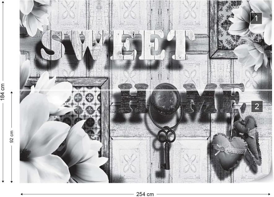 GLIX Fototapeta - Sweet Home Black And White Vintage Chic Vliesová tapeta  - 254x184 cm