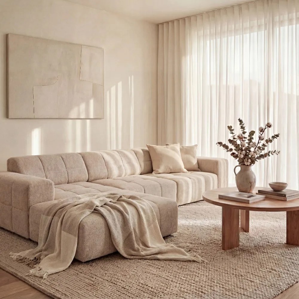 Béžová rohová pohovka (ľavý roh) Chicago – Cosmopolitan Design