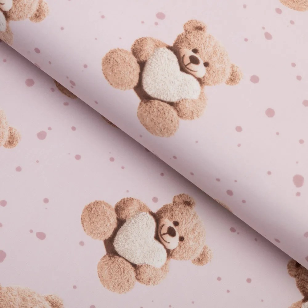 Biante Detský bavlnený behúň na stôl Sandra SA-723 Medvedíky so srdiečkami na fialkovom 20x160 cm