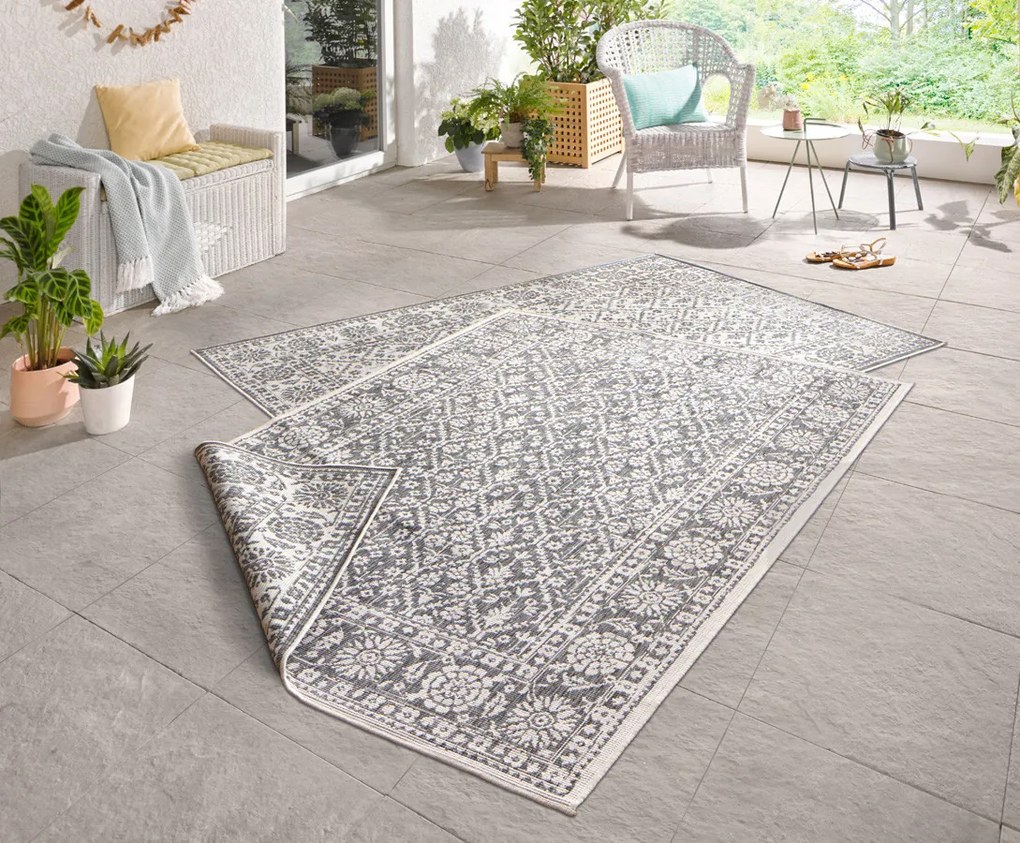 NORTHRUGS - Hanse Home koberce Kusový koberec Twin-Wendeteppiche 103116 grau creme – na von aj na doma - 120x170 cm