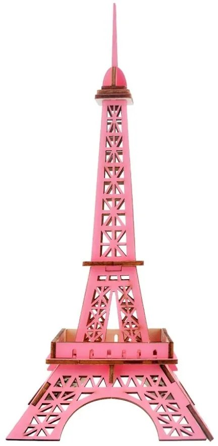 Woodcraft Drevené 3D puzzle Eiffelova veža ružová