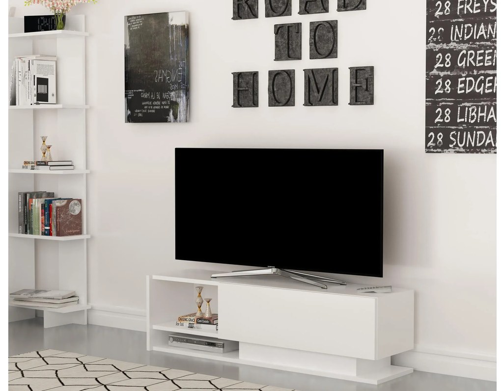 TV stolík/skrinka Damla (biela). Akcia -22%. Vlastná spoľahlivá doprava až k Vám domov. 1102065