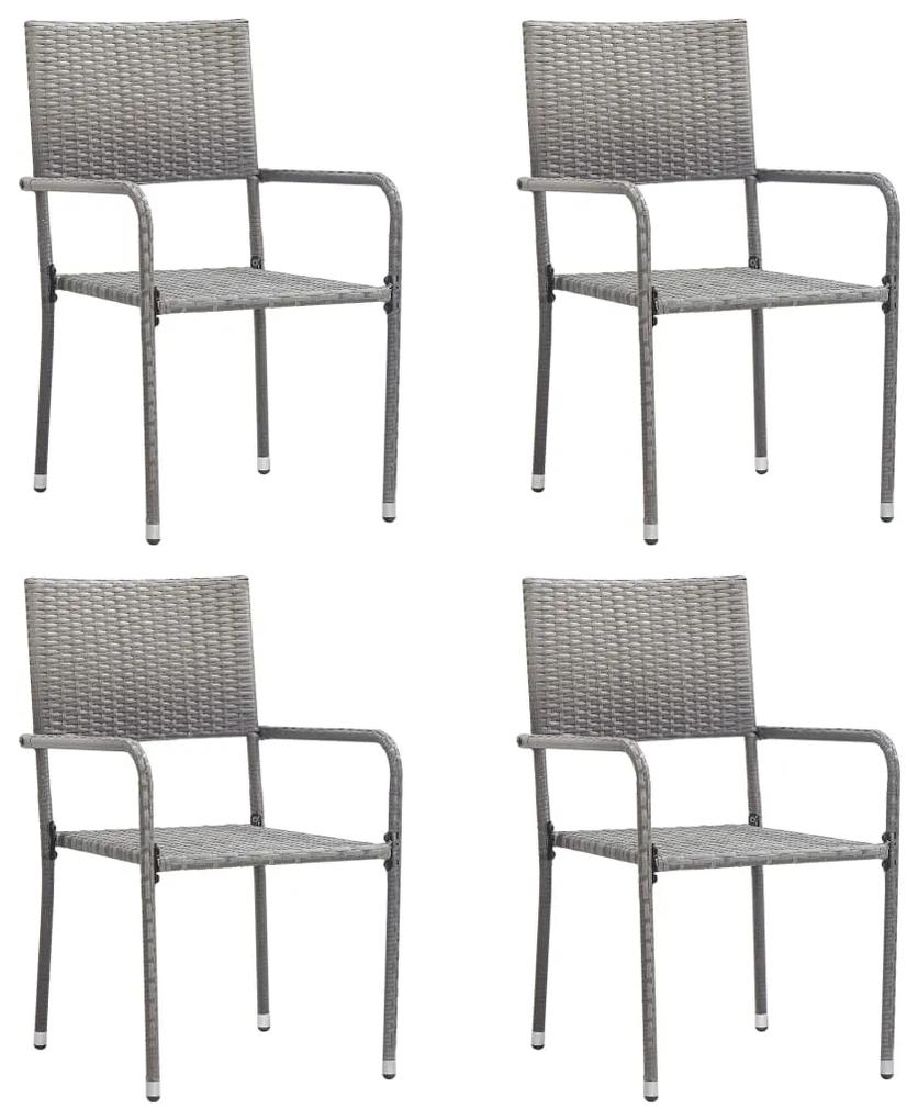 Vonkajšie jedálenské stoličky 4 ks, polyratan, antracitové