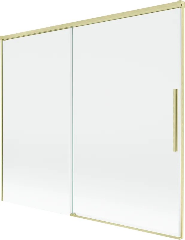 Mexen Rox, 2-krídlová posuvná vaňová zástena 180 x 150 cm, 8mm číre sklo, zlatý matný profil, 8C9-180-001-55-00