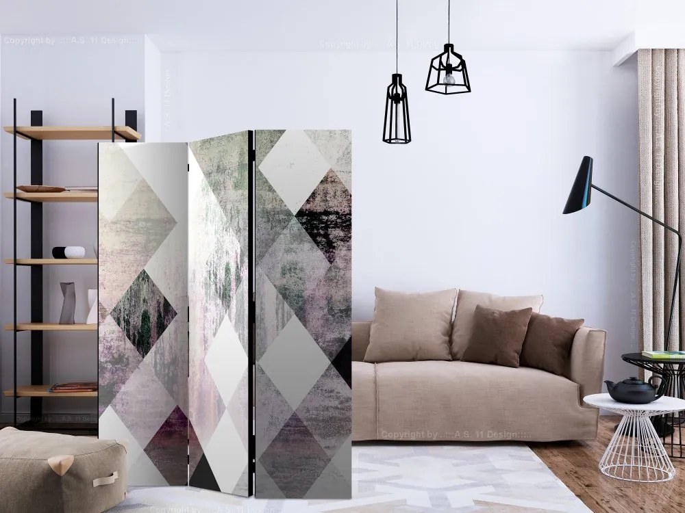 Artgeist Paraván - Rhombic Chessboard (Pink) [Room Dividers]