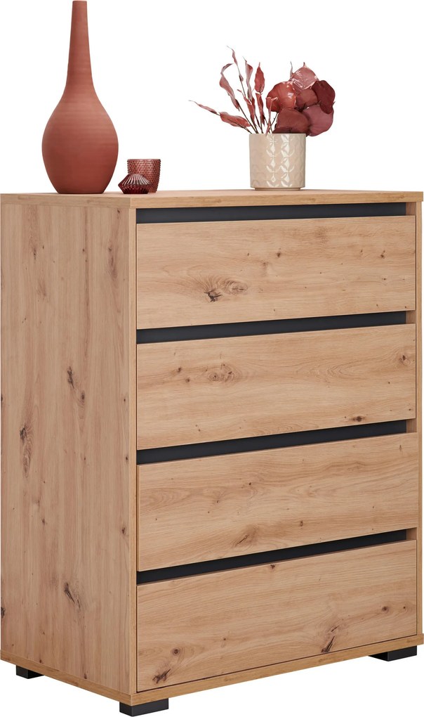 XXXLutz KOMODA, antracitová, farba duba, 80/103/48 cm Carryhome - Komody - 000003003302