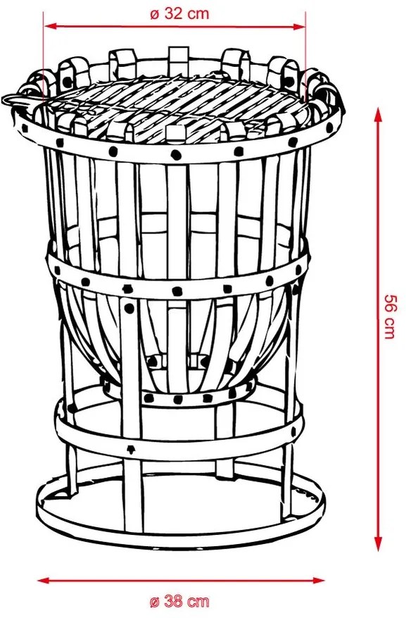Záhradný prenosné ohnisko ALBERT s grilom