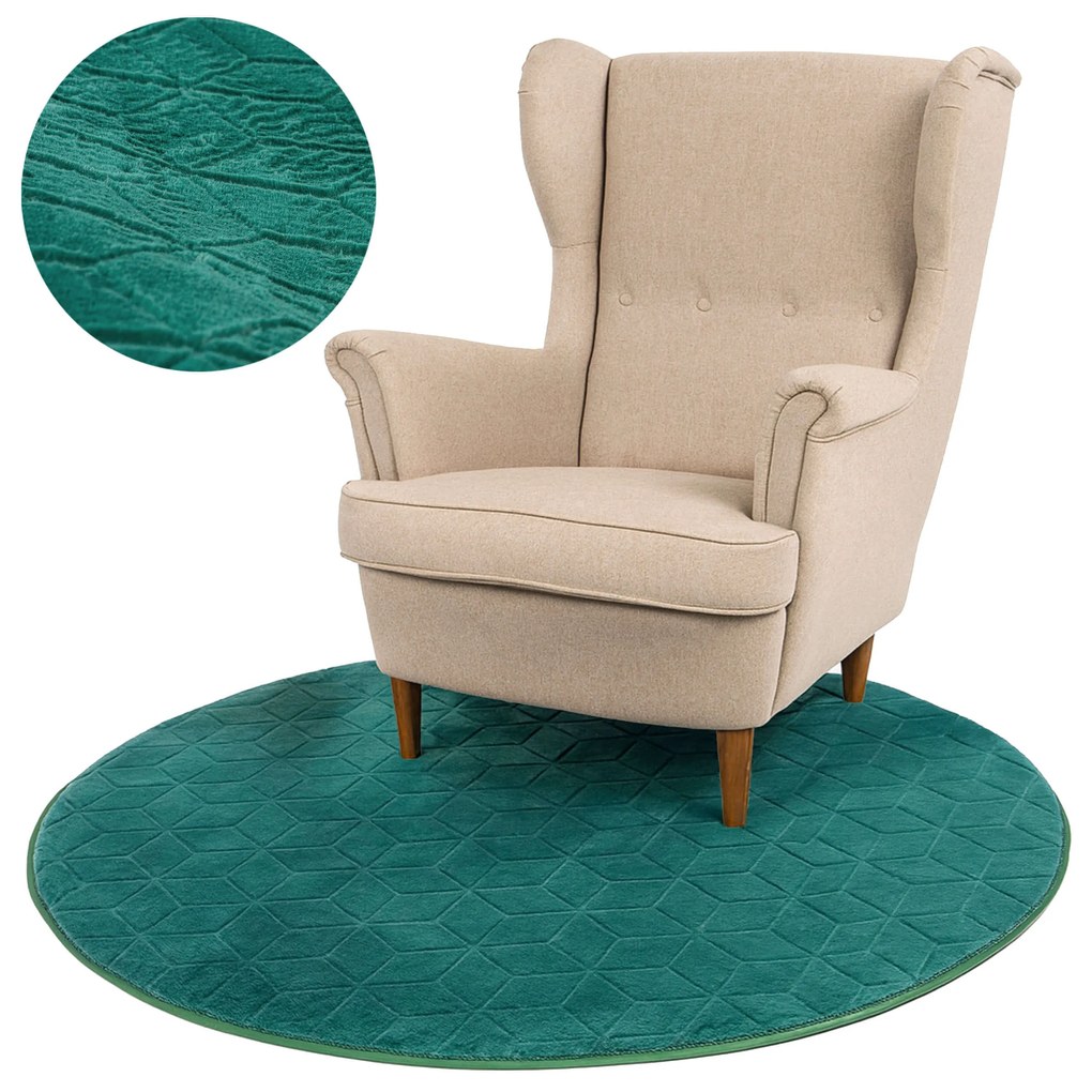 TZ Smaragdový okrúhly koberec 3D Rabbit Rozmer: 160