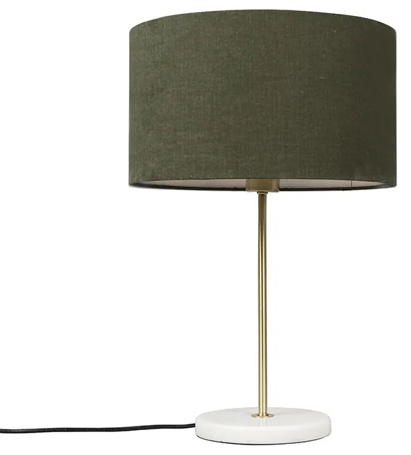 Stolná lampa mosadz s zeleným tienidlom 35 cm - Kaso