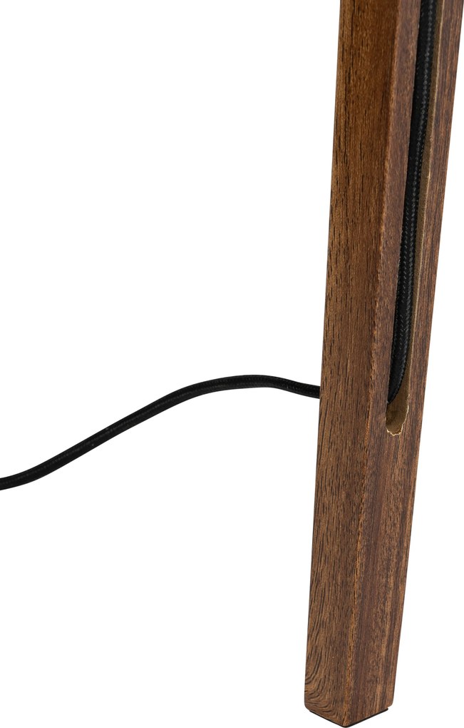 Moderná stojaca lampa z orechového dreva s béžovým buklé tienidlom 50 cm - Tripod Classic