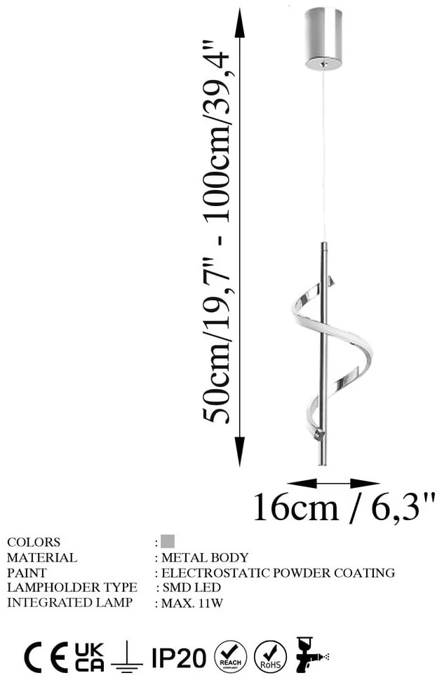 LED závesné svietidlo v striebornej farbe ø 16 cm Likma – Opviq lights