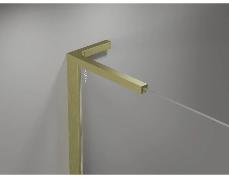 Mexen, Mexen Mist L výklopné sprchové dvere 135 cm, transparentné, brúsené zlaté - 8A4L-135-001-55-00